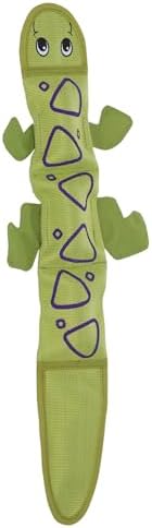 Outward Hound Fire Biterz Green Lizard Plush Firehose Material Interactive Dog Toy, Large