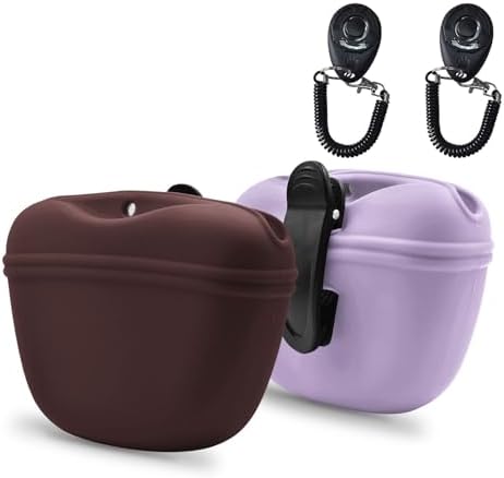 AUDWUD Silicone Dog Treat Pouch with Clicker Magnetic Closure Secure Clip
