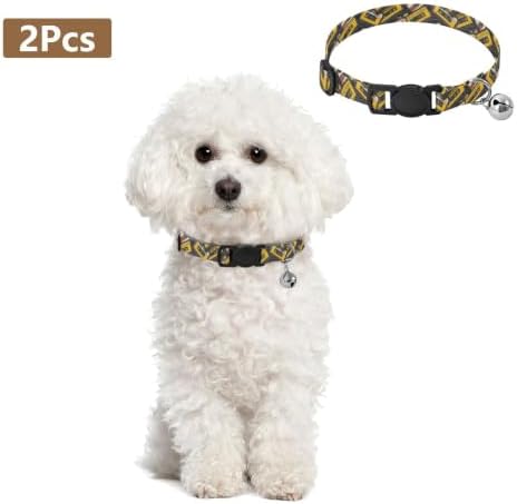Retro Cassette Tapes Cat Collars with Bell 2 Pack Pet Collar Adjustable 10.6 to 17.1 Inches