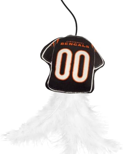 Pets First NFL Cincinnati Bengals Team Jersey Wand with CAT NIP, Cat Toy Jersey Shaped Plush Teaser Toy for Cats & Kittens - Interactive Pet Toy for Play & Exercise