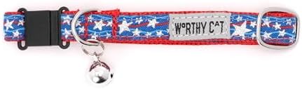 THE WORTHY DOG Summer Patterns, Breakaway Cat Collar, with Bell, Multi