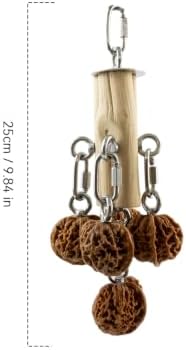 AOTU Bird Toys for Cockatiels Parrot Toys for Large Birds 304 Stainless Steel and Natural Hardwood Chew Toy for Macaw, Cockatoo African Greys Medium to Large Parrots Safe and Durable (Hard Walnuts)