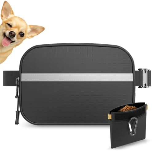 Dog Treat Pouch with Poop Dispenser and Reflective Strip for Training Walks