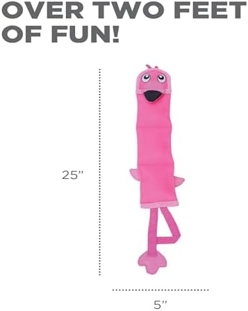 Outward Hound Fire Biterz Flamingo Plush Firehose Material Interactive Dog Toy, Large