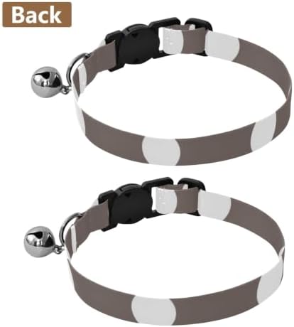 White Polka Dots Brown Comfortable Cat Collar, 2 Pack Cat Collar Breakaway with Bell