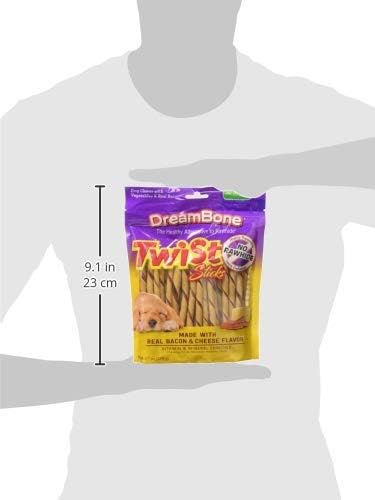DreamBone Twist Stick Bacon & Cheese Rawhide-Free Dog Treats, 50 Count | Daily Chew, Digests Safely and Completely, Made With Real Protein, Chicken and Veggies, Bacon & Cheese Flavor, For Adult Dogs