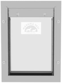 Hakuna Pets Deluxe Aluminum Pet, Cat and Dog Door with 2-Way Locking Panel for Screens, Doors and Walls up to 2.8" Thick, Small, Silver