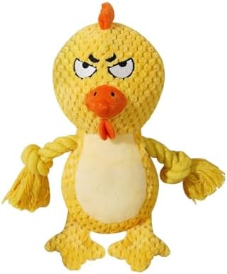 Cute Animals Interactive Dog Squeak Toys, Rope Plush Pet Chew Toys - Yellow