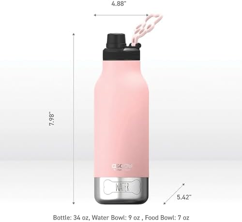 asobu Dog Barky Bottle – Insulated Stainless Steel Water Bottle with 2 Removable Dog Bowls for Food, Treats & Water – Pet-Friendly Travel Bottle for Hiking, Road Trips & Outdoor Adventures