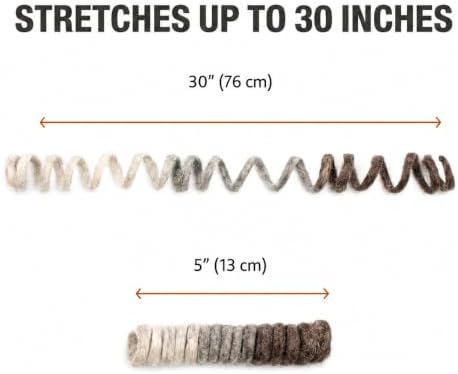 Glaciart One Felt Spring Cat Toy – 3 Pcs Soft Fuzzy Enrichment 100% Natural Wool - Interactive Stretchable Play Cat Toy Set - Safe for Pets, Non-AZO Colored Dyes - 30” Long