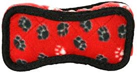 TUFFY - World's Tuffest Soft Dog Toy - Junior Bone -Squeakers -Multiple Layers. Made Durable, Strong & Tough.Interactive Play(Tug, Toss & Fetch). Machine Washable & Floats (Red Paw, Bone2 2 Pack)
