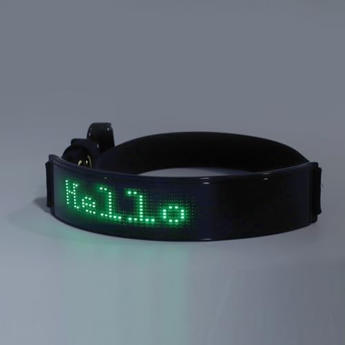 Fabater Light Up Dog Collar, Rechargeable Smart DIY Screen Glow in the Dark Dog Collar, Lighted Collars for Dogs with APP Controlled Display for Night Walking Safety (Green Light)