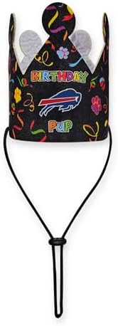 NFL Buffalo Bills Pet Birthday Crown, NFL Dog Birthday Party Set and Costume, Licensed Dog & Cat Birthday Party Hat, Football Team Costume Accessory, Pet Celebration Outfit