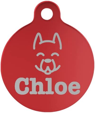 Signature Custom Laser Engraved Anodized Aluminum Pet ID Tags (Red, Round 1 1/4")