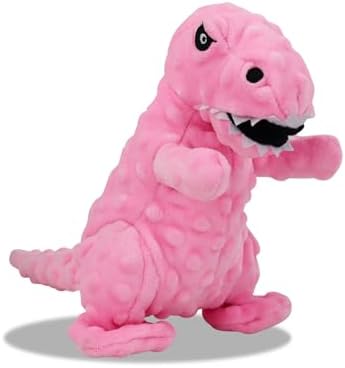 Andiker Dog Squeaky Toys, 8.66 in Plush Dogs Toy Soft Dogs Chew Toys in Dinosaur Shape for Chewing Biting Stuffed Dog Toys with a 3.93 in Squeaker and Crinkle Paper for All Puppy (Pink)