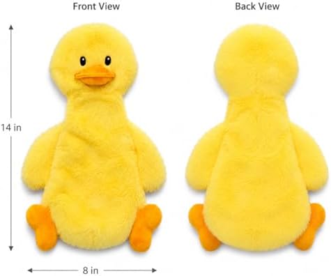 Interactive Crinkle Duck Dog Toy – No Stuffing Plush Squeaky Pet Toy (14"x8"), Tear-Resistant Reinforced Stitching, Odor-Free Chew Toy, Keeps Them Busy for Small, Medium & Large Dogs