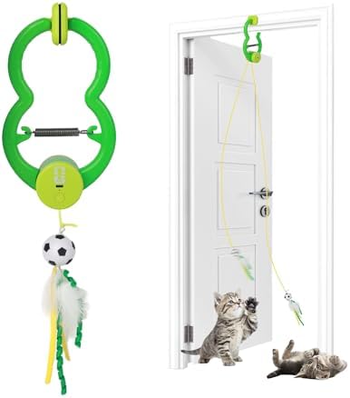 Official FIFA World Cup 2026 Edition, Interactive Cat Toys for Indoor Cats, Automatic String Feather Wand Teaser Enrichment Toy, USB-Rechargeable, Chase Exercise, Hanging Cat Door Frame Toy