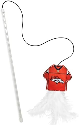 Pets First NFL Denver Broncos Team Jersey Wand with CAT NIP, Cat Toy Jersey Shaped Plush Teaser Toy for Cats & Kittens - Interactive Pet Toy for Play & Exercise