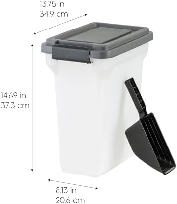 IRIS USA Dog Food Storage Container, Up to 13 lbs, Dark Gray, Made in USA
