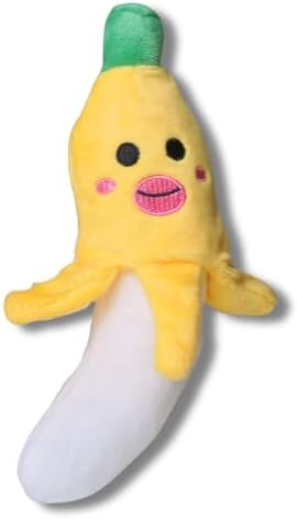 7" Squeaky Plush Toy for Puppies Small Dogs Self Etertainment Washable Soft Made [PET ONLY] (Banana)