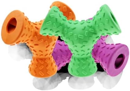 FRCOLOR 1pc Dog Chew Toy Durable Natural Rubber Food Dispensing Toy for Interactive Chewing and Tooth Cleaning Random Color for Pet Play and Teething