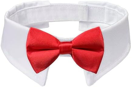 Dog Bowtie, KOOLMOX Dog Bow Tie Handcrafted Adjustable Formal Pet Red Bowtie Collar Neck Bow for Dogs Medium to Large Boy Tuxedo Collar Pet Wedding Birthday Gift