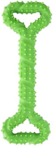TPR Dog Chew Toy, Bone Shaped Teeth Cleaning Stick with Textured Surface, Green Black, 13 x 4.3 x 1.2 in(Green)