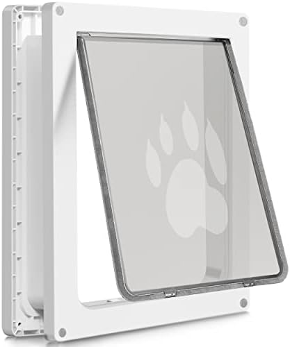 CEESC Large Dog Door, Snap-in Closing Panel, Up to 80 lbs, Durable, White | Flap 11.75"x16.5", cut-out 12.4"x15.5". Fits doors 1.25-2.06in. Weatherproof ABS, magnetic seal