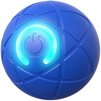Smart Interactive Dog Ball Toy for Small Dogs and Cats, LED Light-Up, Automatic Motion Ball for Indoor Play, Blue, 2.1inch