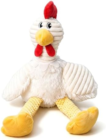 EMMA COLE Squeaky Plush Dog Toy with Soft Durable Fabric for Small, Medium and Large Pets Interactive Toy for Indoor Play, Supports Active Biting and Play (Chicken)