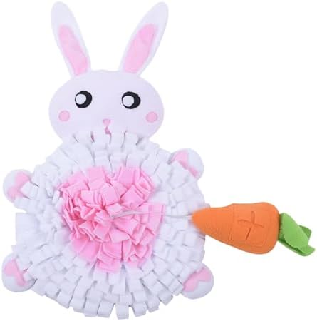 Vedem Small Animal Snuffle Mat Fleece Foraging Mats Interactive Feeding Toy Rabbit Guinea Pig Rat Hamster Anti Slip Treat Dispenser (Bunny)