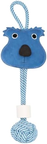 Squirrel Shape Dog Rope Toy with Natural Suede Leather, Interactive Tug and Chew Toy for Medium and Large Dogs, Knotted Cotton Rope for Teething, Fetch and Daily Indoor Play