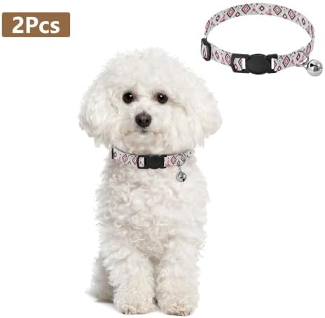 Geometric Zigzags Kitten Collars 2 Pack Lightweight Pet Collar for Cats and Dogs Adjustable Length 10.6" to 17.1"