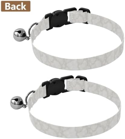 White Marble Grey Cat Bell Collar 2 Pack Kitten Collar Adjustable 10.6 to 17.1 Inches
