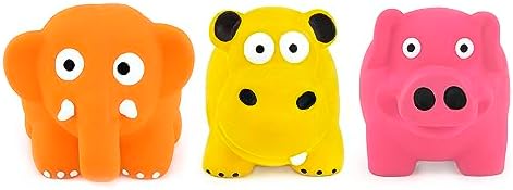 CHIWAVA 3PCS 3.2'' Squeak Latex Puppy Toy Standing Animal Set for Small Dog