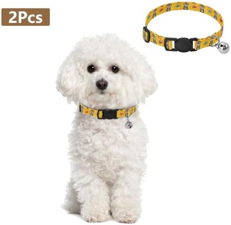 Cute Cartoon Otters Colorful Fish Cat Collar 2 Pack Cat Neck Collar Adjustable 10.6 to 17.1 Inches