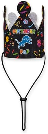NFL Detroit Lions Pet Birthday Crown, NFL Dog Birthday Party Set and Costume, Licensed Dog & Cat Birthday Party Hat, Football Team Costume Accessory, Pet Celebration Outfit