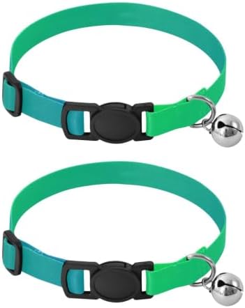 Green Blue Gradients Dog Bell Collar 2 Pack Pet Collar Adjustable 10.6 to 17.1 Inches
