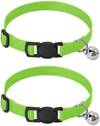 Yellow Green Gradient Cat Bell Collar 2 Pack Kitten Collars Adjustable 10.6 to 17.1 Inches