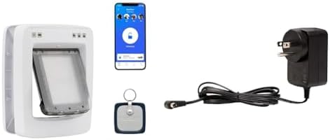 Bundle of PetSafe SmartDoor Connected Pet Door & Power Adaptor - Selective Entry and Exit for Dogs and Cats - App Enabled Pet Door, Smartphone Controlled, Custom Schedules, Multiple Pets - Medium