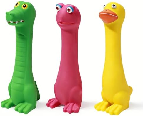 SCHITEC Latex Squeaky Dog Toys, Animal Toy Set for Small Puppies & Medium Breed Dogs, Interactive Puppy Play for Boredom Relief