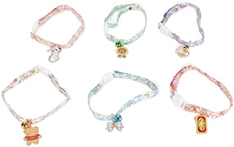 Pet Pattern Collars Set of 6 Cute Soft Adjustable Dog Collars with Bell for Small Animals - Polyester Material
