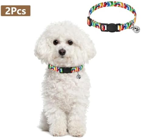 Baseball Players Poses Dog Collars for Small Dogs, 2 Pack Dog Bell Collar