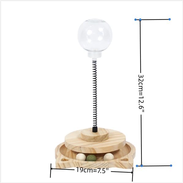 Cat Treat Ball Play Treat Dispenser Toy Catnip Roller Cats Slow Food Toy | Treat Dispenser, With Catnip, Roller Track Interactive, Solid Wood Feeder Ball，Slow Food Ball,Slow Treat Feeder