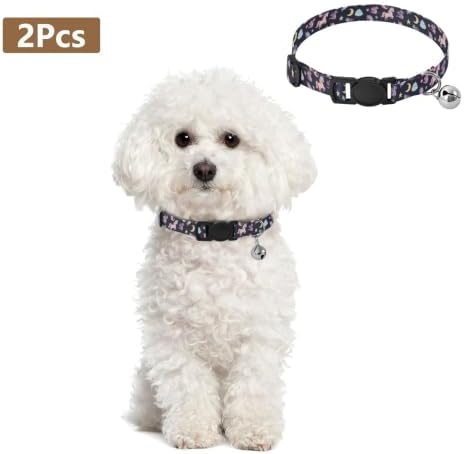 Colorful Unicorns Breakaway Cat Collars with Bell 2 Pack Cat Collars Adjustable 10.6 to 17.1 Inches