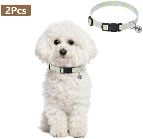 Swirl Pastel Dog Collars for Small Dogs, 2 Pack Cat Collars with Bell