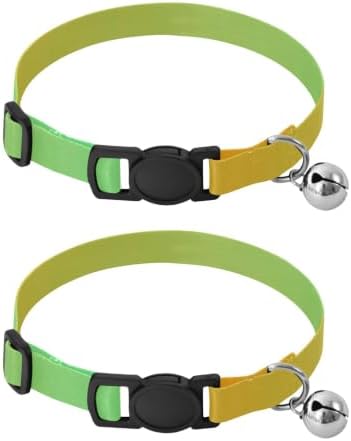 Yellow Green Gradient Metal Bell Included Pet Collar 2 Pack Pet Collars for Cats