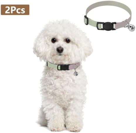 Gradient Blue Yellow Small Dog Collar 2 Pack Comfortable Cat Collar Adjustable Length 10.6" to 17.1"