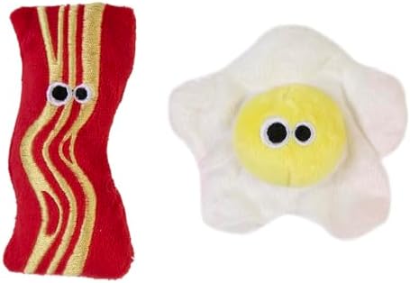 Mad Cat Brunch Buddies Bacon N' Eggs Catnip & Silvervine Cat Toy, 2 Pack