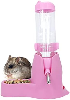 Wontee 3 in 1 Hamster Water Bottle with Food Bowl Hideout Base, 125ML, Pink